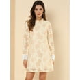 thumbnail image 2 of INSPIRE CHIC Robe Courte Décontractée pour Femme à Imprimé Floral, en Dentelle, à Volants, Col Ras du Cou, 2 of 6