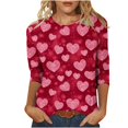 thumbnail image 2 of CFLVAEK Valentine's Day Shirts Women Cute Love Heart Graphic T Shirts Plus Size 3/4 Sleeve Tshirts Comfy Crew Neck Tunic Tops L, 2 of 5