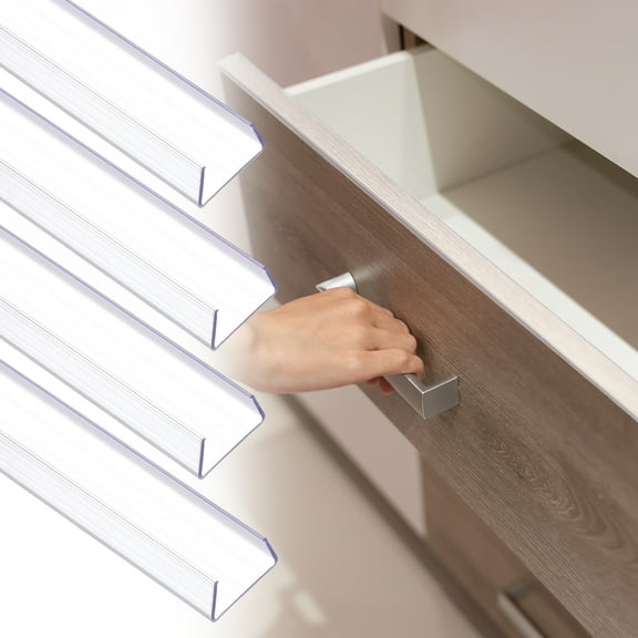 4Pack Cabinet Door Protector, 18" x 3/4" Edge Guard Slip-on Drawer Edge Protector for 9/16"- 11/16" Thick Kitchen Cabinets Door, Clear