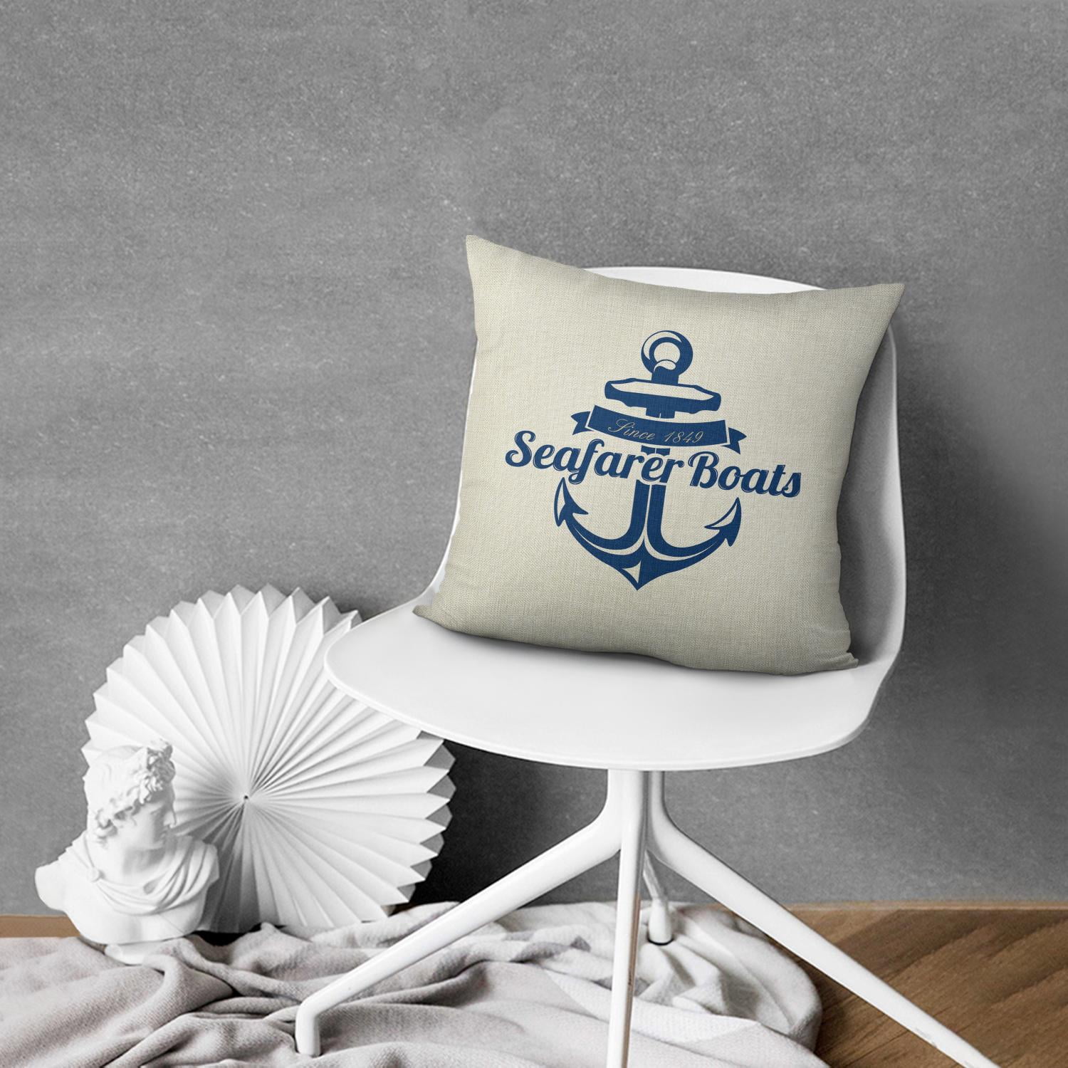 Ocean Nautical Gifts: Navy Blue Starfish Coral Anchor Pillow Covers 18x18, Throw Pillow Cases 2 Pack, Sea Animal Cushion Cases for Bed Sofa Home Car Bedroom