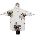 thumbnail image 2 of Oversized Wearable Blanket Hoodie,Pug and Footprint Sherpa Blanket Hoodie with Super Pockets,Super Warm Fuzzy Pullover for Women & Men, 2 of 6