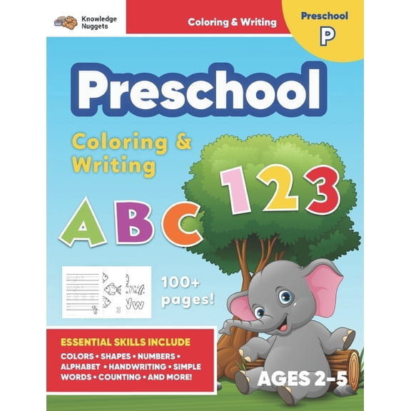 Jumbo ABC's & 123 Preschool Coloring Workbook: Ages 2 and up, Colors, Shapes, Numbers, Letters, Learn to Write the Alphabet (Essential Activity Book for Boys, Girls, Teachers, Kindergarden, Toddlers)