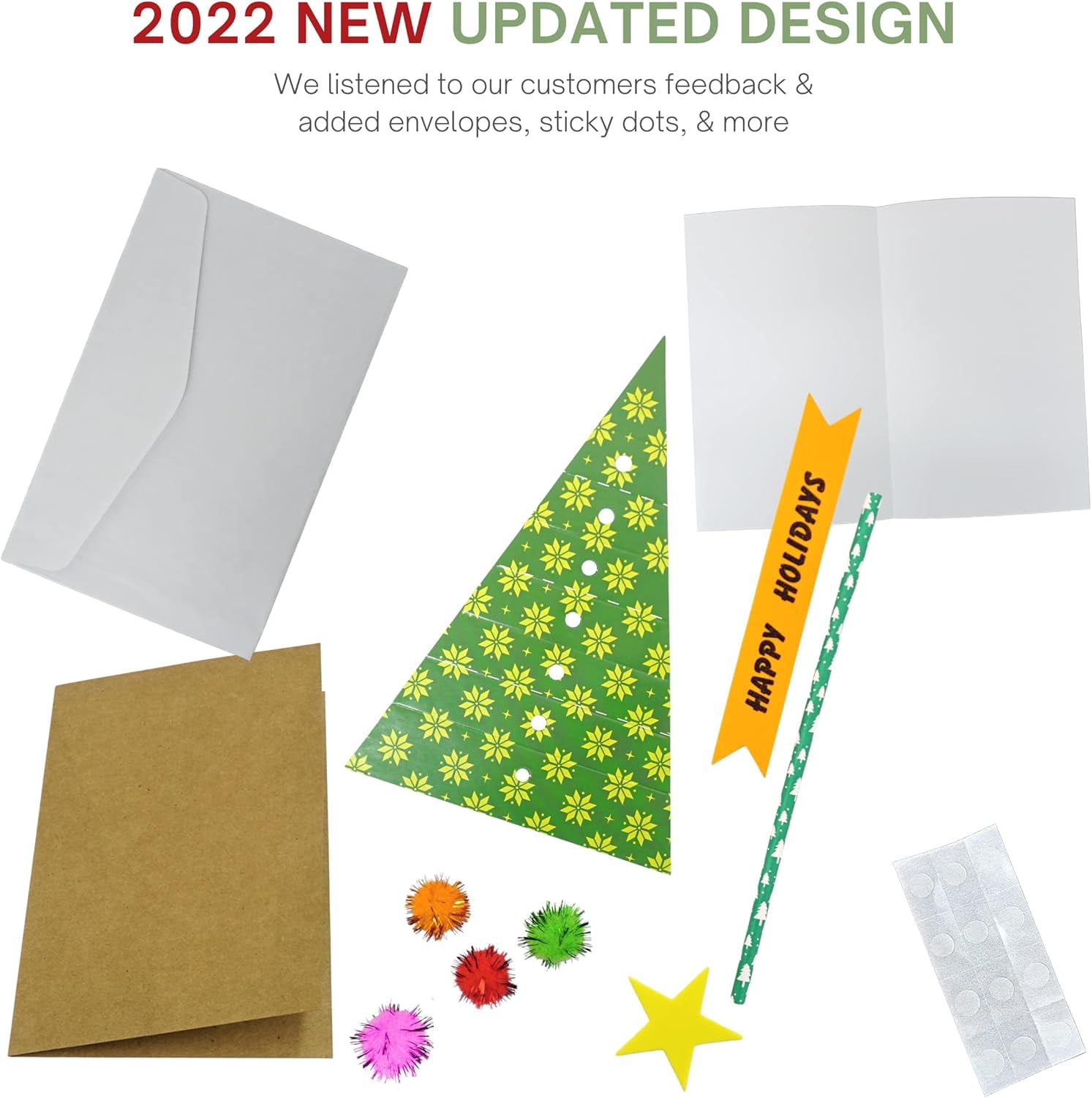 4E's Novelty 12 Pack 2024 Christmas Card Making Craft Kit for Kids & Adults - Individually Wrapped Holiday DIY Handmade Greeting Cards with Envelopes