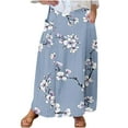 thumbnail image 2 of Sundresses for Women Viikei Women's Skirt with Tiered Ruffles,Women's Printed Elastic Waistband Pleated Pocket Skirt With Mid Calf Skirt Gray XXXL, 2 of 5