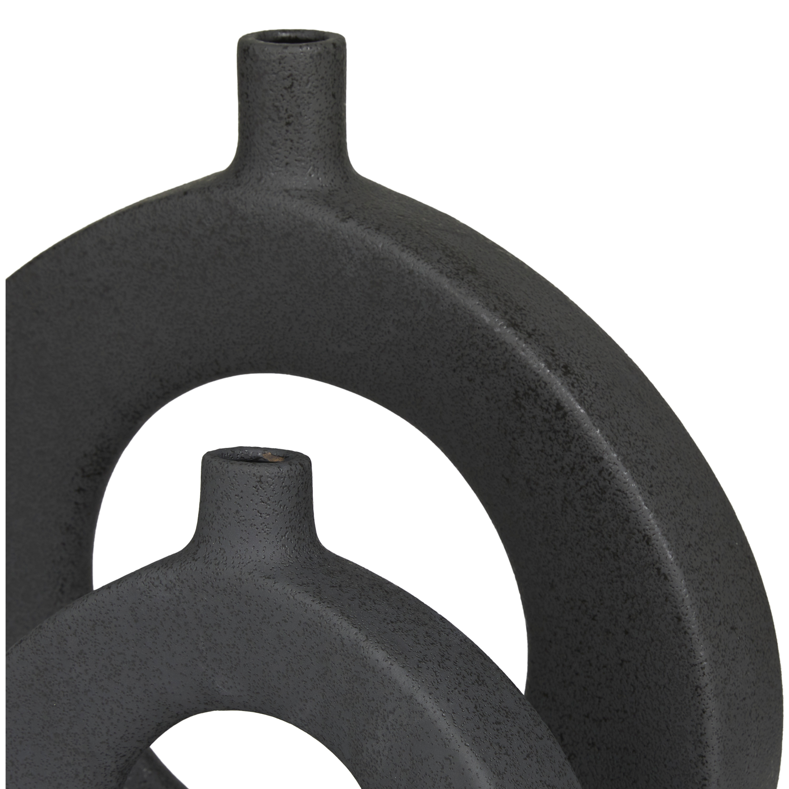 CosmoLiving by Cosmopolitan 10", 15"H Ceramic Modern Vase, Black, 2-Piece