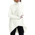 thumbnail image 1 of Womens Turtleneck Long Batwing Sleeve Asymmetric Hem Casual Pullover Sweater Knit Tops, 1 of 10
