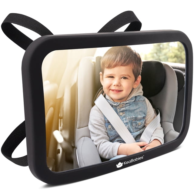 Large Shatterproof Baby Car Mirror - Safety Baby Car Seat Mirror - Baby Car Mirror for Back Seat Rear Facing Infant - Carseat Mirrors - Fully Assembled Baby Mirror For Car (Matte Black)