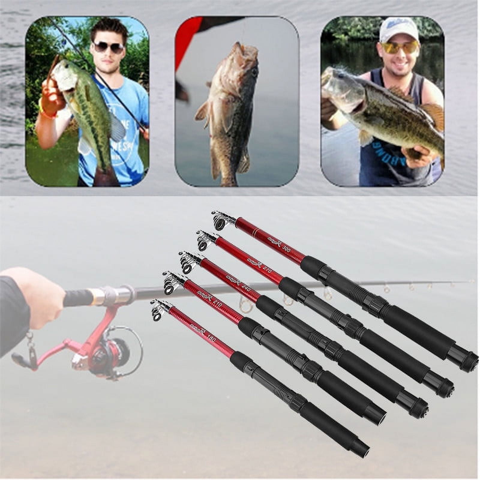 Walfront Collapsible, Comfort Grip, Lightweight, Durable Construction Glass Fiber Telescopic Fishing Rod