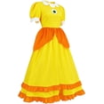 thumbnail image 5 of 6-Piece Galaxy Princess Cosplay Costume Set for Women, Satin Cosplay Party Gown with Crown, Star Wand & Accessories, Complete Halloween Dress-Up Outfit (Yellow), 5 of 8
