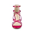 thumbnail image 5 of BLISSFUL STEP Women's Strappy Crisscross Strap Block Heels Sandals Hot Pink 7.5, 5 of 7