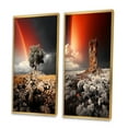thumbnail image 3 of Designart "Rainbow Monochrome happiness Landscape" Rainbow Framed Wall Art Set Of 2 - Grey Landscapes Frame Gallery Set For Office Decor, 3 of 6