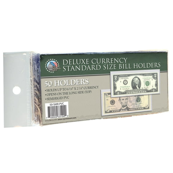 50 CURRENCY DELUXE HOLDERS Semi Rigid Vinyl for Banknotes Money Dollar Bill