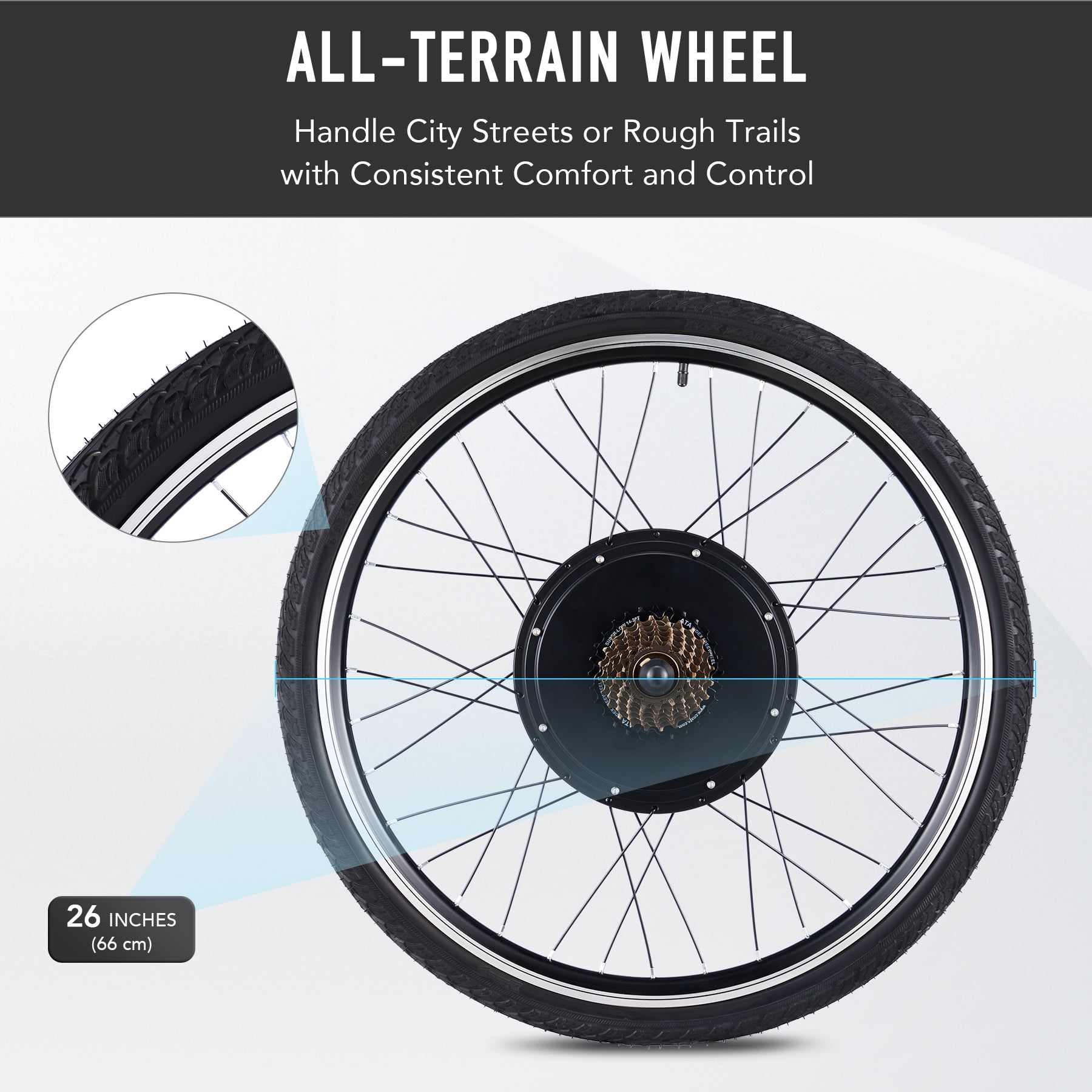 Viribus Electric Bike Conversion Kit 26" Rear Wheel 1000W Hub Motor LCD eBike DIY Set