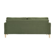 Studio Living Lorelei Mid-Century Modern Cushion Back Upholstered Sofa, Olive Fabric