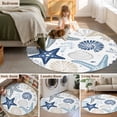 thumbnail image 6 of Blue Starfish Coastal Round Area Rug 4ft, Summer Beach Nautical Coral Sea Washable Non-Slip Circle Rugs for Bedroom Living Room Kitchen, Soft Non Shedding Circle Carpet for Dining Room Dorm, 6 of 9