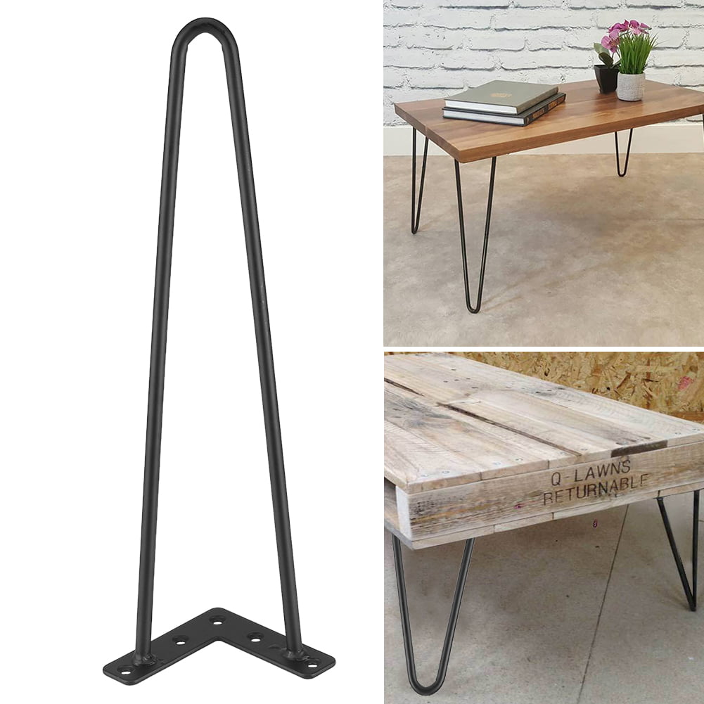 -with Screws Set of 4 Metal Heavy Duty Mid-Century Modern Table Legs for Coffee Table,TV Stand,Sofa Side Table,Night Stands,end Tables etc TE DEUM 6 inch Satin Black Hairpin Legs