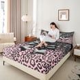 thumbnail image 3 of Erosebridal Kawaii Black Ribbon Bow Queen Sheet Sets 4 Pieces For Girls,Leopard Print Glitter Print Bed Set For Teens, 3 of 5