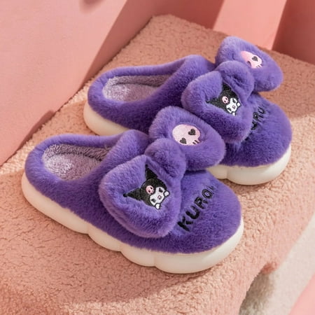 

Kawaii Kuromi Sanrios Cinnamoroll Hello Kittys Plush Non-Slip Keep Warm Slippers Anime Cartoon Home Girl Autumn/winter Thicken