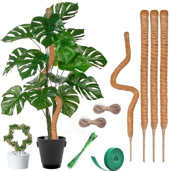 ASTRAEA 4 pack Moss Pole, 28inch Bendable Moss Pole Monstera Plant Support for Climbing Plants Indoor DIY, Coco Coir Plant Pole for Potted Plants Pothos Philodendron