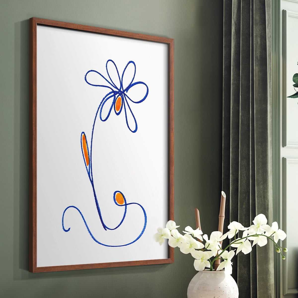 Wobbly Blooms II Framed Print - Solid Wood in Single Picture Frame Solid Wood 2 Framed Print