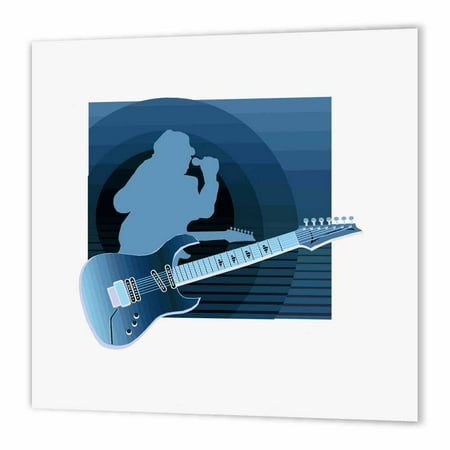 3dRose electric guitar singer invert blue, Iron On Heat Transfer, 10 by 10-inch, For White