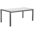 thumbnail image 1 of Pemberly Row 71" Modern Aluminum Patio Dining Table in Brush Frame/White, 1 of 4