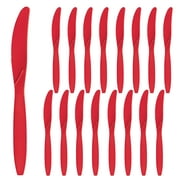 Party City Disposable Plastic Knives, 16 Count (Red) - Go Brightly Heavy Duty Classic Reuseable Plastic Knife - Premium Party Supplies Cutlery