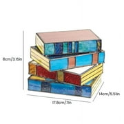 Pkeoh 5.5” Stacked Books Table Lamp with Stained Glass Shade