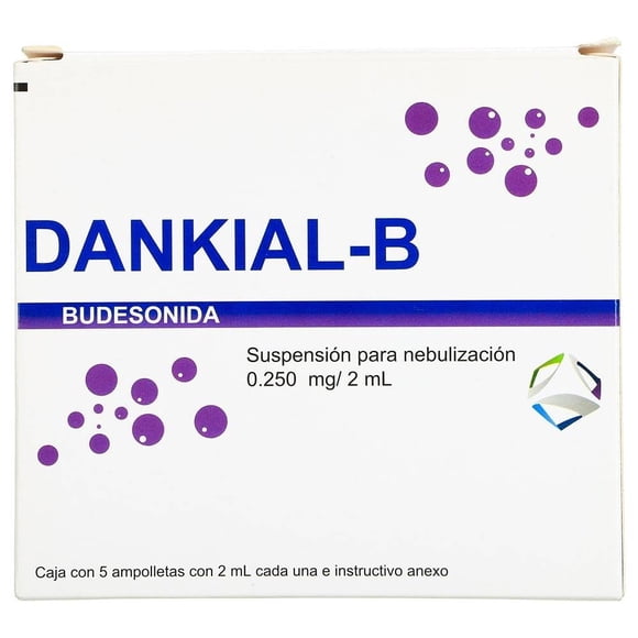 Dankial-B Budesonida caja con 5 ampolletas con 0.250mg/2mL cada una