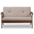 thumbnail image 3 of Baxton Studio Bianca Tufted Loveseat in Light Gray and Walnut Brown, 3 of 9