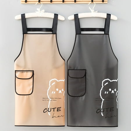 

Riguas Unisex Apron Pocket Design Wipe Clean Translucent Anti Stain Water Resistant Kitchen Chef Apron for Dining Room