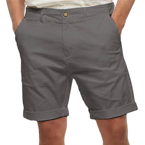 Guluxicc Men's Golf Shorts with Pockets Button Front Elastic Waist Classic Fit Business Casual Shorts for Everyday Wear