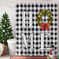 thumbnail image 4 of HOME Christmas Wreath Shower Curtains for Bathroom, Bow Retro Black And White Check Waterproof Fabric Shower Curtain for Bathroom Bathtub Decoration, Machine Washable, 72"x72", 4 of 9