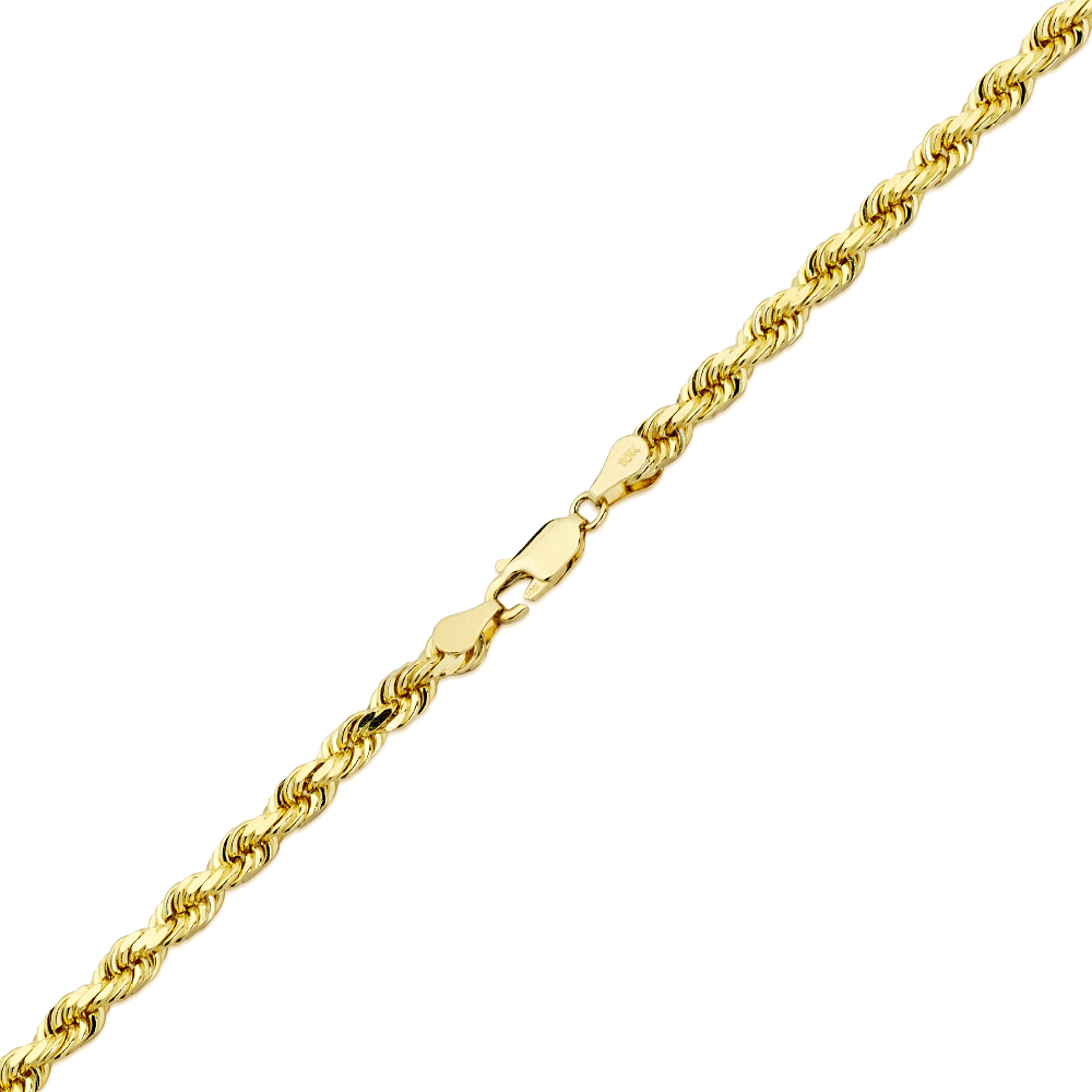 14K Yellow Gold Hollow Rope Chain Necklace (5mm, 24 inch) - image 4 of 4