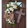 thumbnail image 3 of LAMDAWE 19.7inch Easter CrossWreath with BurlapBow andLilies,ArtificialSpring Wreath for Front Door Decor,Spring Holiday Hanging Decorations for Farmhouse Home Patio Porch Wall ChristianGift, 3 of 5