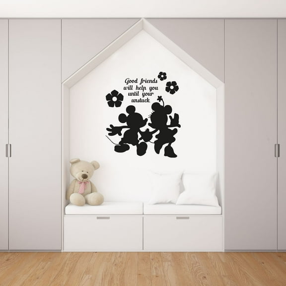 Good Friends Minnie Mickey Quote Disney Cartoon Quotes Wall Sticker Art Decal for Girls Boys Room Bedroom Nursery Kindergarten House Fun Home Decor Stickers Wall Art Vinyl Decoration Size (30x30 inch)