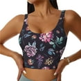 thumbnail image 2 of Haiem Roses Flowers Pattern Womens Sports Bra - U Neck Padded Low Impact Yoga Bra Workout Crop Top Gym Moisture-Wicking Workout Vest -Medium, 2 of 9