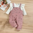 thumbnail image 6 of Odeerbi Toddler Girls Corduroy Outfits Knit Cotton 2025 Long Sleeve Top Corduroy Overalls Pants Set Pink 3-4 Years, 6 of 9