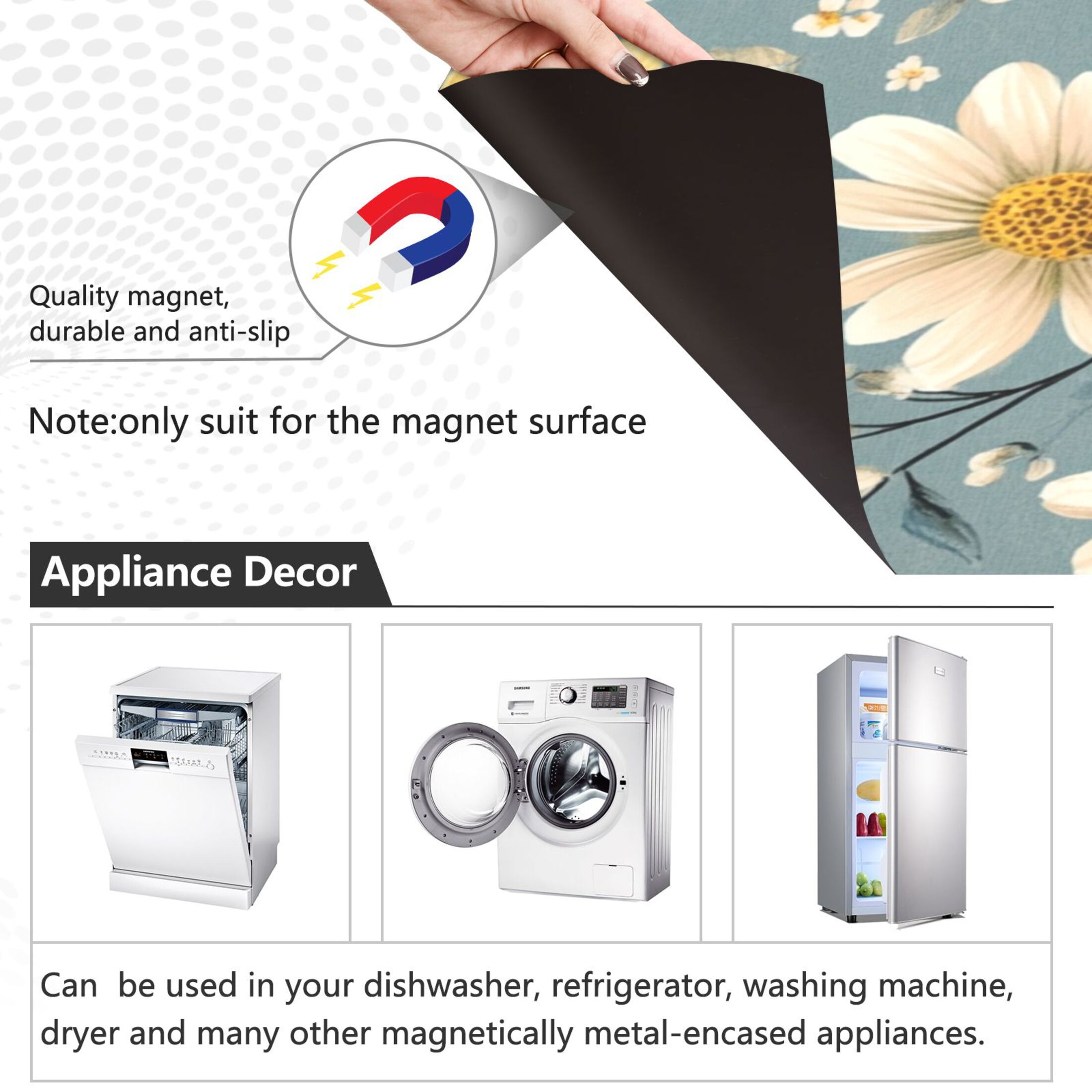 Dishwasher Magnetic Sticker 23x26 Inch Refrigerator Magnetic Sticker Washing Machine Magnetic Sticker Kitchen Panel Magnetic Sticker Home Decor Cool Beautiful Yellow Flowers