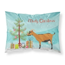 Carolines Treasures BB9255PILLOWCASE Oberhasli Goat Christmas Fabric Standard Pillowcase Teal Standard multicolor