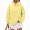 thumbnail image 6 of Lenpel Sweatshirts for Women Fall Mock Neck Long Sleeve Tops Oversized Solid Color Casual Loose Warm Pullover(Yellow,X-Large), 6 of 7