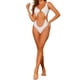 thumbnail image 2 of INSPIRAR CHIC Traje de baño de una pieza con corte en V y cadena dorada para mujeres, bañador X-Large blanco, 2 of 4