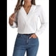 thumbnail image 3 of Blusas Elegantes e Informales para Mujer, con Cuello en V Triple, Larga, para Trabajo y Negocios S, 3 of 10