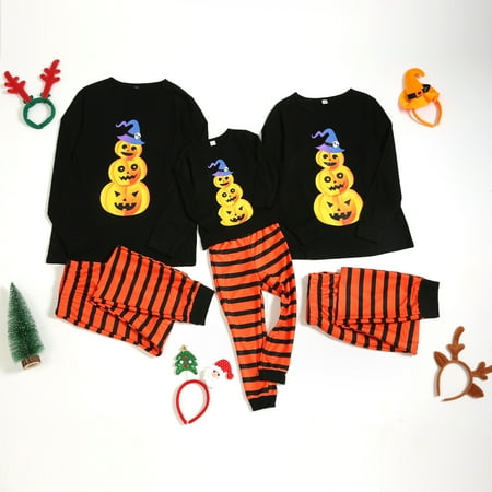 

Family Matching Halloween Pajamas Set Pumpkin Print Adult Women Kids Sets Top+Pants Nightwear