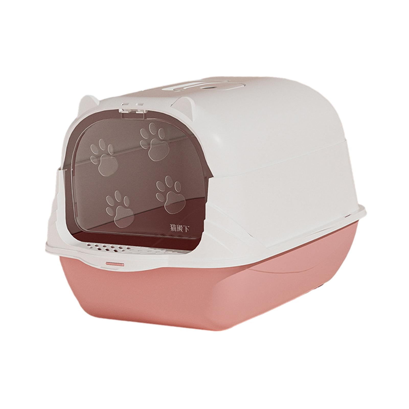 Bvdfgk Hooded Cat Litter Box Kitten Potty Enclosed Cat Toilet Anti Splashing Detachable Pink