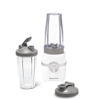 Starfrit Mélangeur Personnel 6 Pièces, 300 W, Lames en Acier Inoxydable, 2 Tasses 828 ml, Modes Élevé, Bas et Pulsé, Smoothies et Glace Concassée