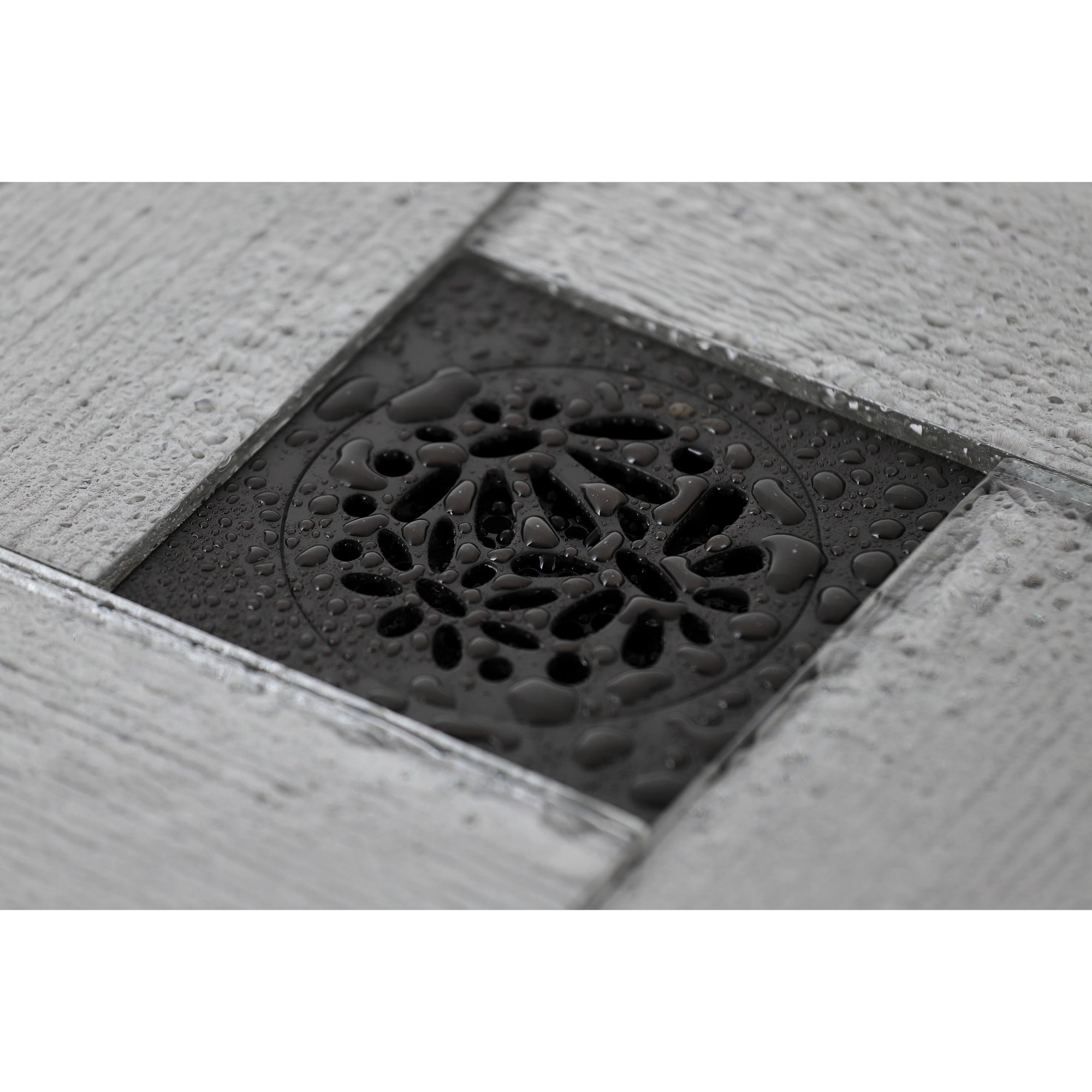 Kingston Brass BSF6360ORB Watercourse Floral 4-Inch Brass Square Grid Shower Drain with Hair Strainer in Oil Rubbed Bronze