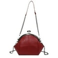 thumbnail image 3 of Bolso de Hombro con Cadena Yuyangstore para Mujer Pequeño Tipo Cartera Rojo Oscuro, 3 of 8