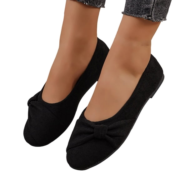 Willtoo Womens Bow Decor Flats Ballet Shoes Round Toe Slip On Loafers Soft Comfort Lightweight Casual Non Slip Walking Shoes