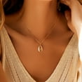 thumbnail image 1 of Zhuge Collar con colgante hecho a mano, diseño de caracola y colgante de circonita (oro), 1 of 3